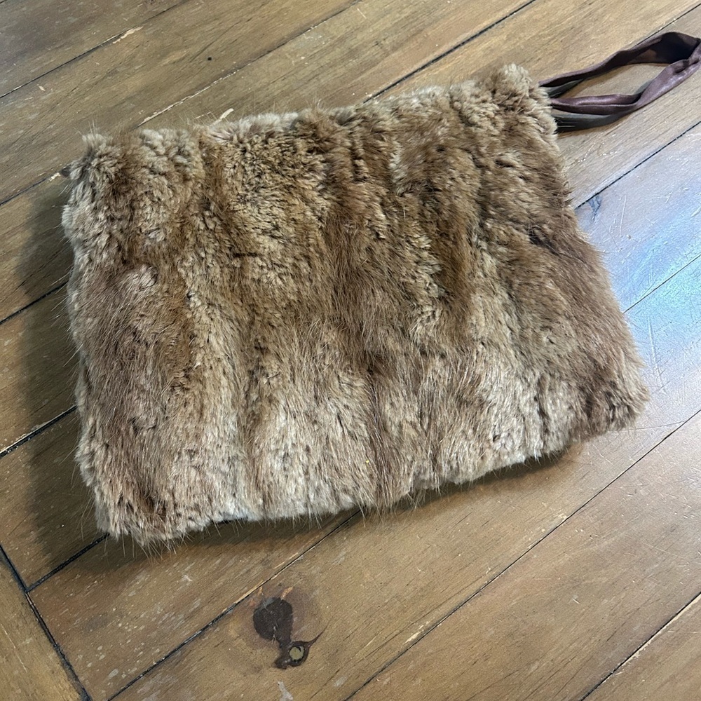 Vintage Real Fur Hand Muff Warmer Clutch Bag